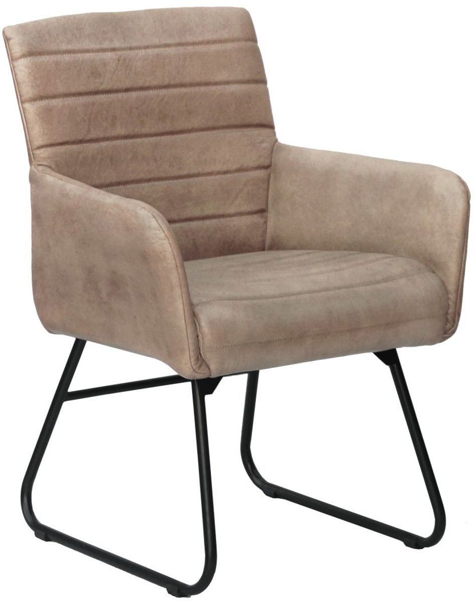 MASSIVMOEBEL24 .DE gestoffeerde stoel beige echt leer (buffel) deels gemonteerd IRON LABEL #05