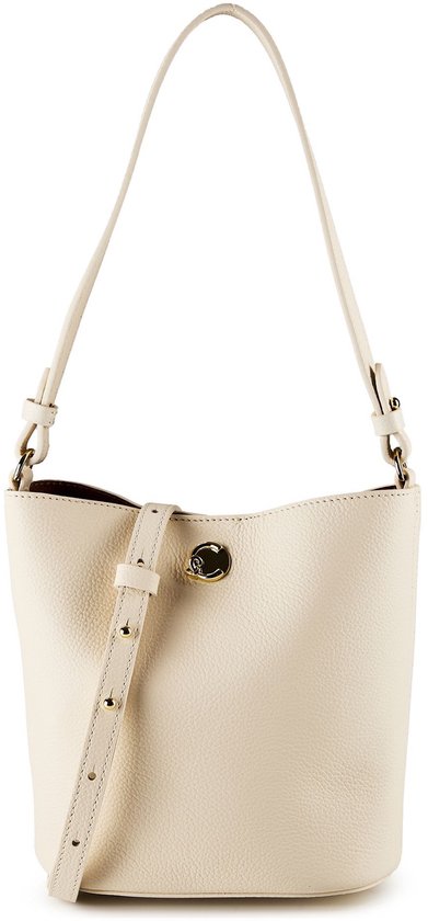 COCCINELLE Leren schoudertas Nikla Mini Bag Double Grainy Leather Pearl / Cognac crème