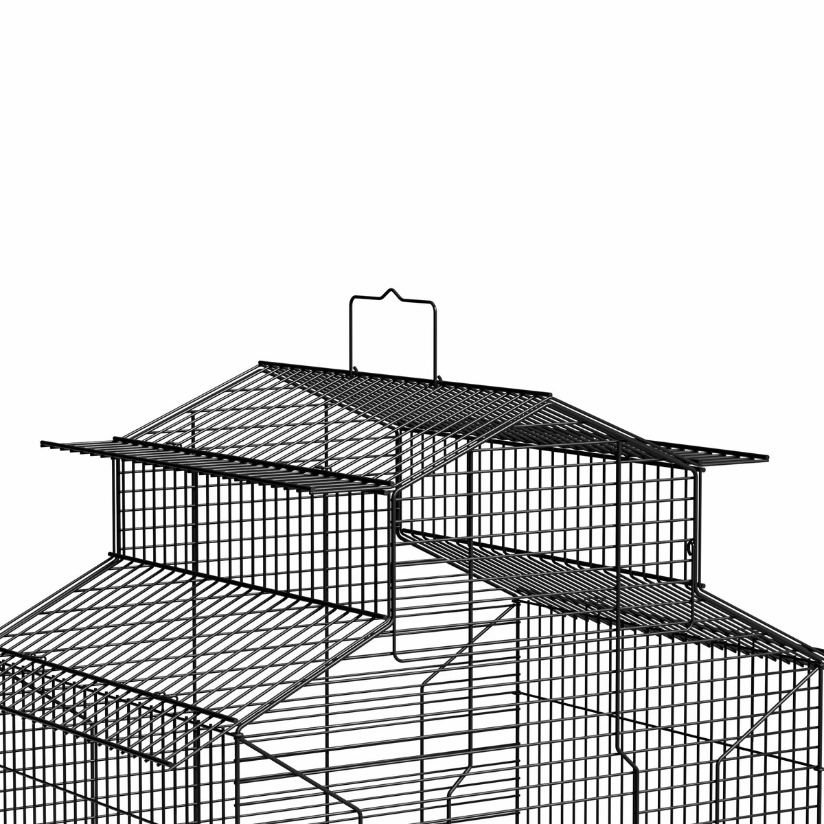 ACXIN Vogelkooi - Zwart Metalen Vogelkooi Met Houten Stokken & Voerbak Voor Kanaries & Parkieten - 46x36x62cm thumbnail 3