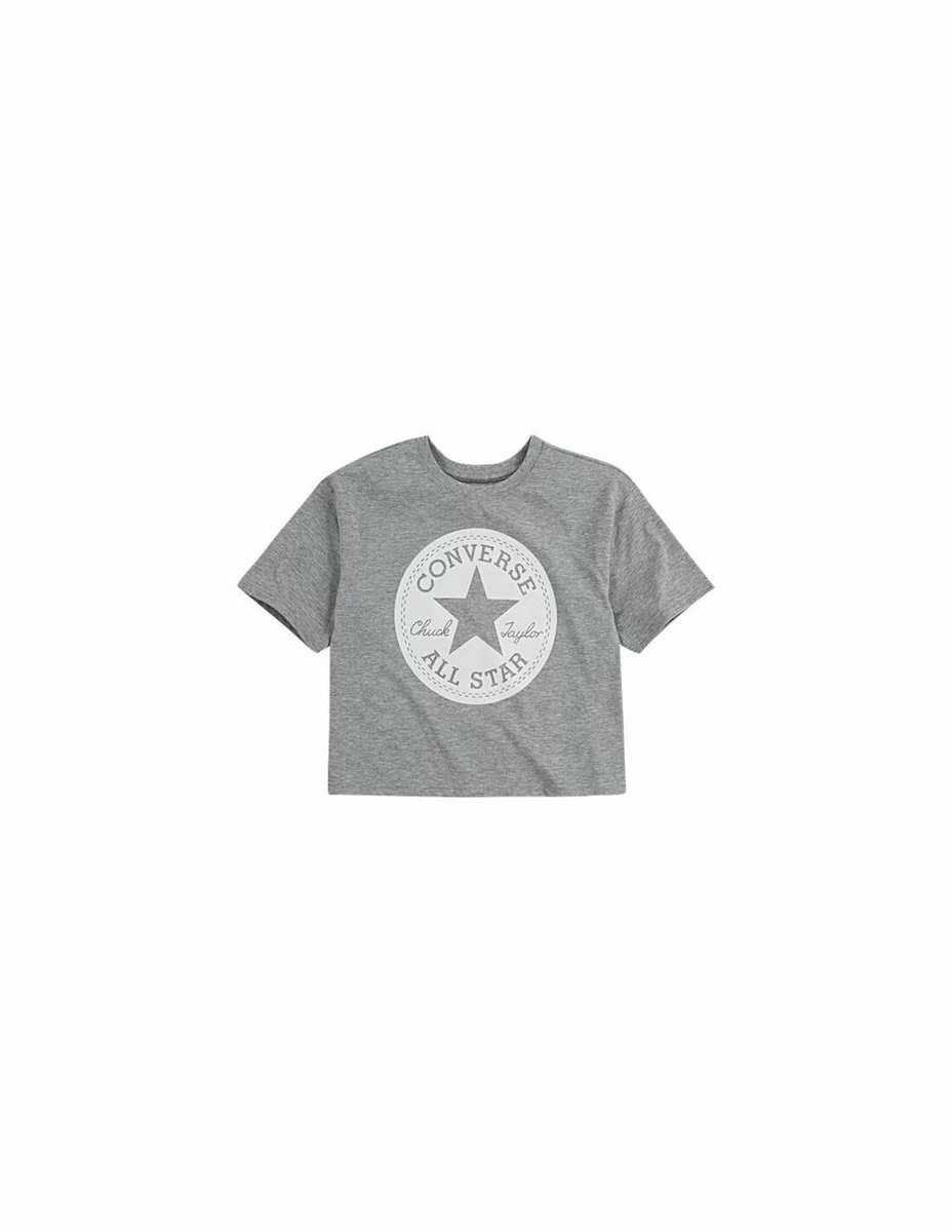 Boxy meisjes-T-shirt Converse Chuck Patch Grijs