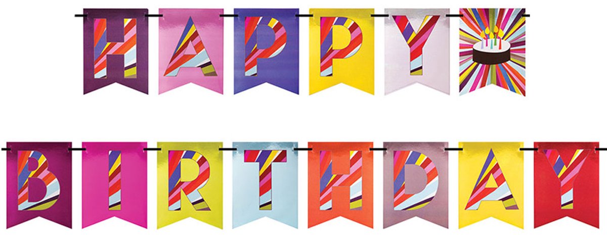 CREATIVE PARTY - Papieren slinger happy birthday verjaardagstaart 2,45 m kleurrijk