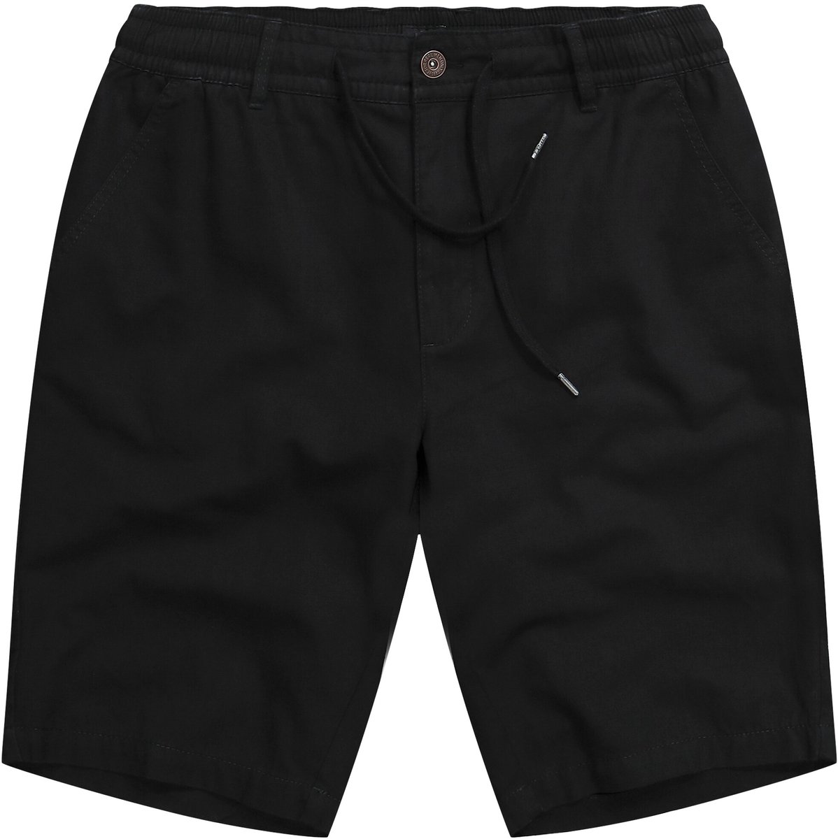 JP 1880 - Heren - Bermuda linnenlook casual pasvorm elastische band - Zwart - Maat 4XL