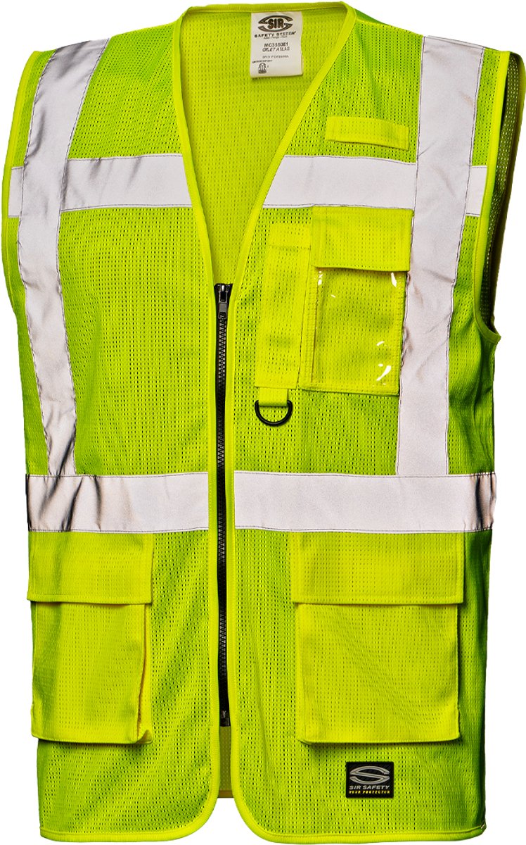 SIR SAFETY ATLAS Hi Vis Reflecterend Gereedschapsvest HEREN Veiligheidsvest Geel - EN 20471 Klasse 2 - Multi Pocket