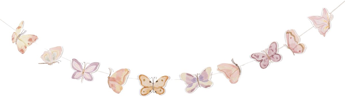 ARTYFETES - Roze pastel papieren vlinderslinger 10 cm x 1,5 m sprookjesachtige sfeer