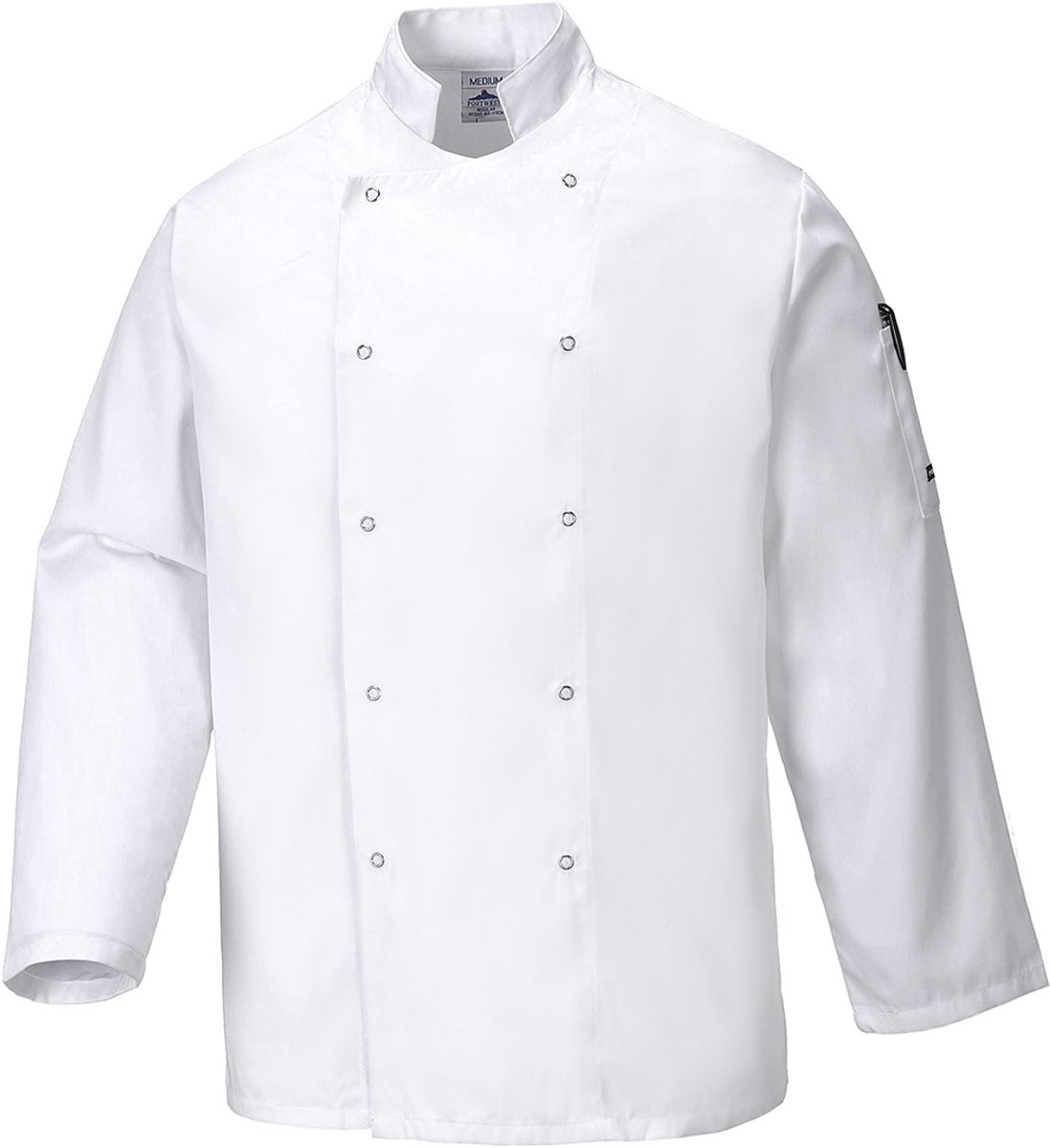 Portwest Suffolk Koksjas met drukknoopsluiting en lange mouw C833 - Wit - XL