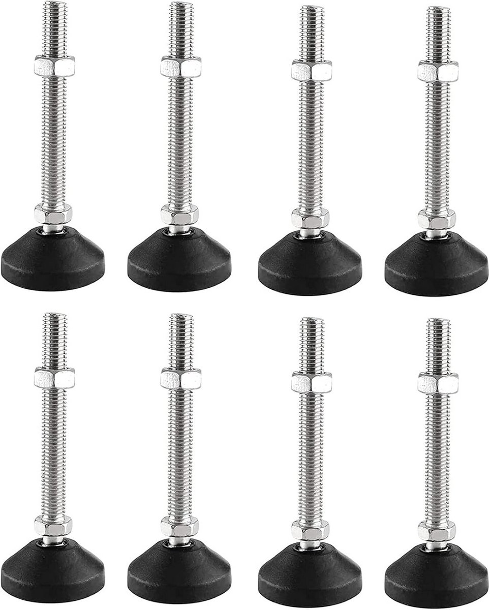 8 stuks Stelvoeten M12 x 100mm voor Meubels - Verstelbaar en Kantelbaar