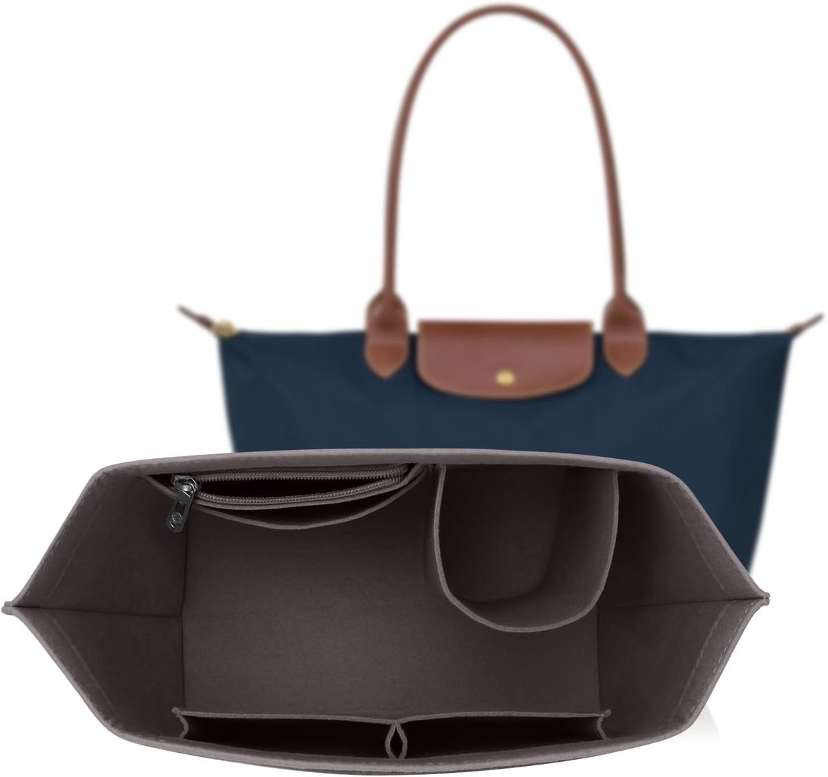 Famanu – Hand organizer insert voor tas, vilten multifunctioneel zakje, L, geschikt voor en andere handtassen, overzichtelijk