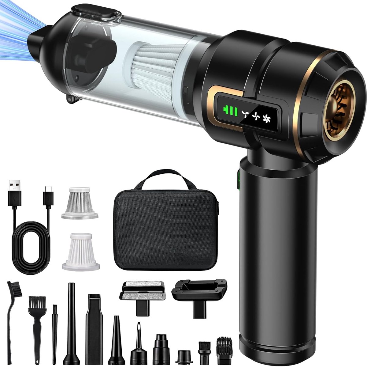 Draadloze Handstofzuiger 28000Pa 4-in-1 Mini Stofzuiger met LCD Display - Product - €149,95