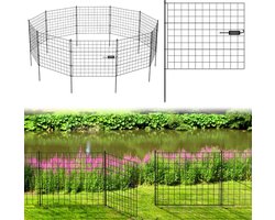 15X Schapenhek Vijverhek Tuinpoort Rieten hek Tuinhek Hekwerk Freilingen Metaal Recht Zwart