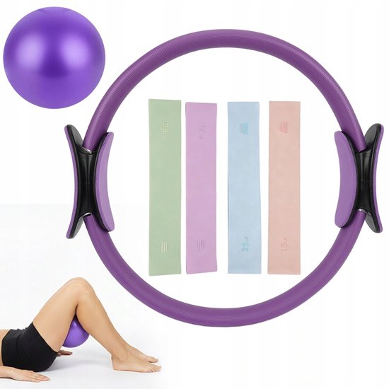 Kit Pilates 18 Pièces – Anneau, Ballon Yoga, Bandes élastiques, Chaussettes, Sac – Pour Maison Et Fitness