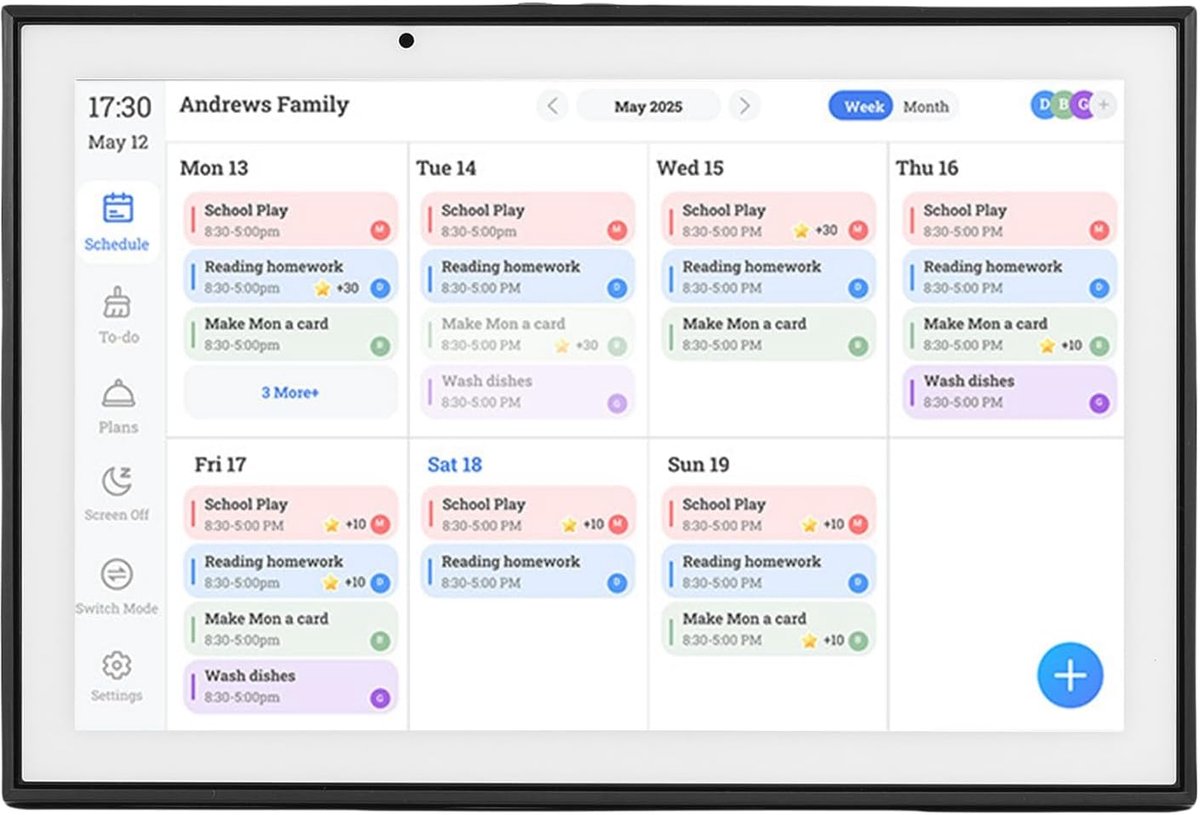 Digitale Kalender - Planner Organizer - Gezinsplanning - HD Touchscreen - 10.1 Inch - Zwart