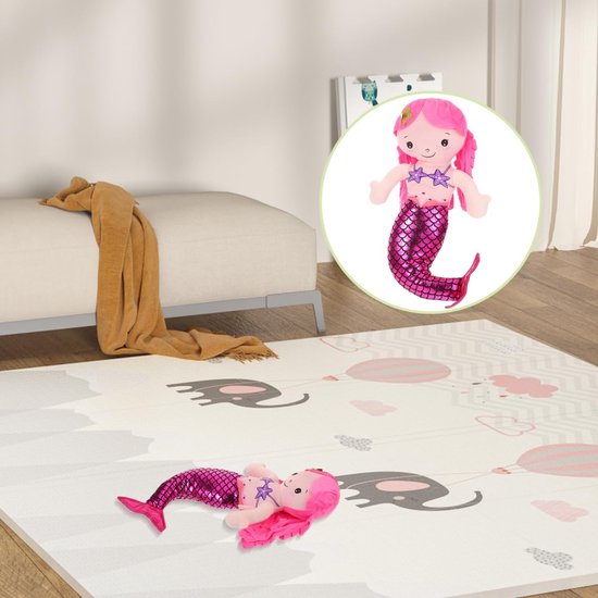 Zeemeermin Pluche Pop - Knuffeldier Speelgoed - Kamer Decoratie - Zacht Katoen Materiaal - 46x29x10.5cm - Rood — afbeelding 2