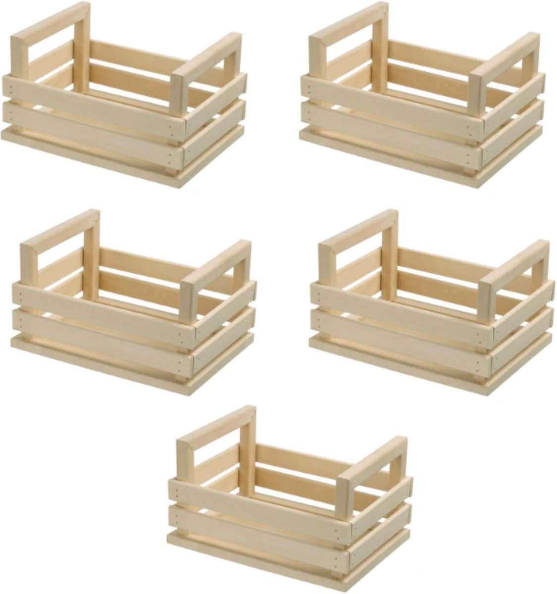 Houten Kistjes - Opbergmanden - Multifunctioneel Gebruik - Set van 5 - 20x14.5x11cm - Natuurlijk