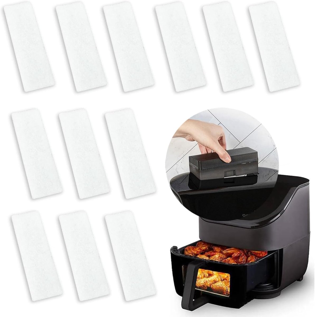 Geschikt voor de Instant Vortex 6QT Airfryer – Vervangend geurfilter (katoen) – 20-pack(wit)