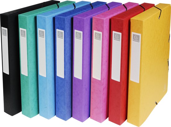 Exacompta 8x Boite de classement Exabox Dos 40mm Carte lustrée - A4 - Couleurs assorties - 50400E