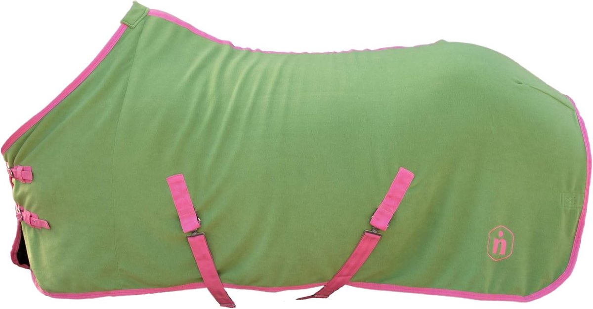 Zweetdeken Paard - Deken Fleece - Na Training - Vocht Opnemend - 135 cm - Groen Roze