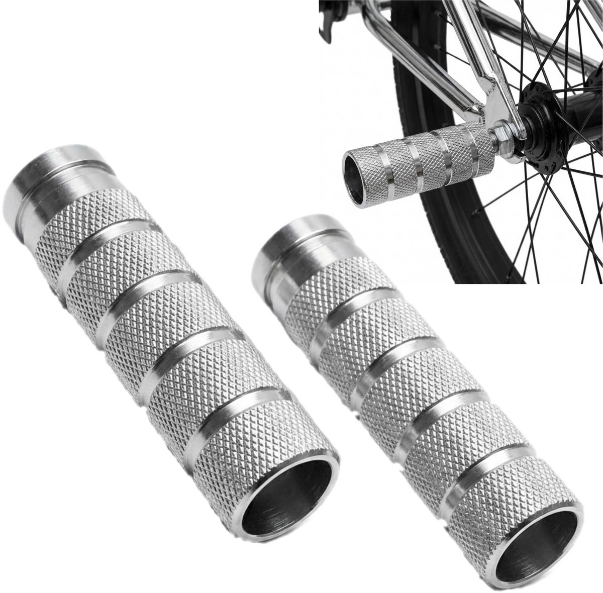 Raion BMX Pegi Staal 38x110mm Antislipstructuur 3/8″ As Zilver