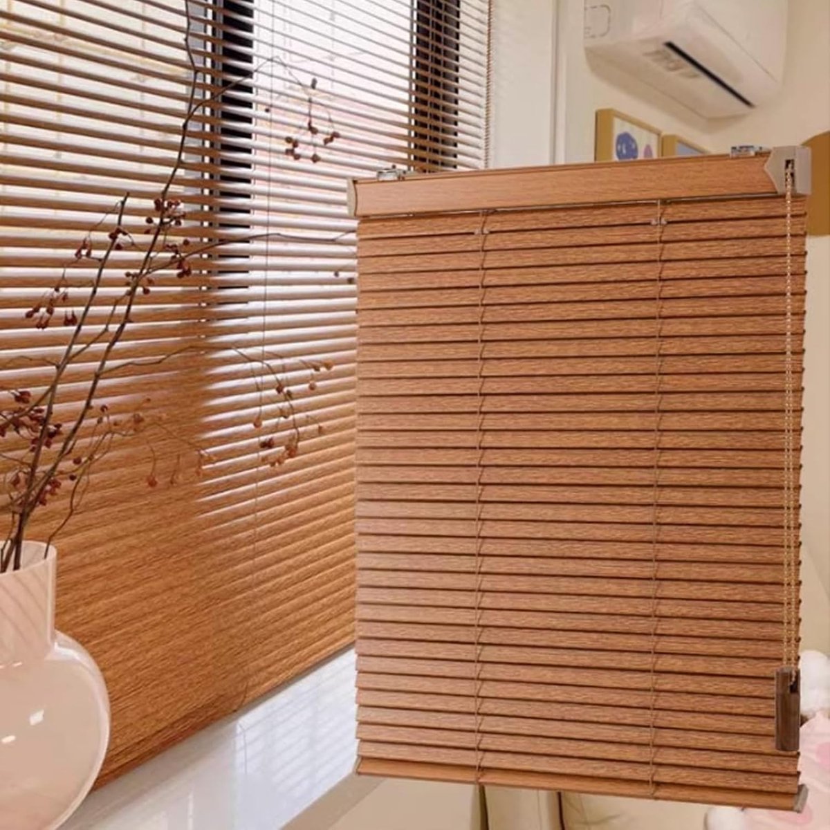 Aluminium Jaloezie - Metaal Raambekleding - Privacy Zonwering - Houtlook Afwerking - 140cm x 180cm - Houtnerf