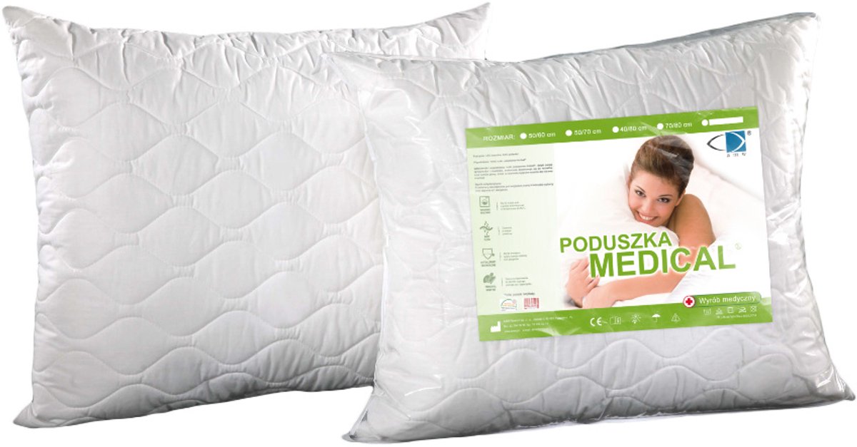 AMW Medical®+ medisch hoofdkussen 70 x 80 cm - 100% polyester Amball® - wit - groot formaat kussen - anti-allergieën - veel gebruikt in pensions en hotels