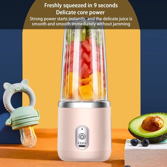 Draagbare Blender - Sapmixer Hakmolen - Smoothies Maken - Multifunctioneel Elektrisch - 10D x 10B x 10H mm - Roze — afbeelding 4