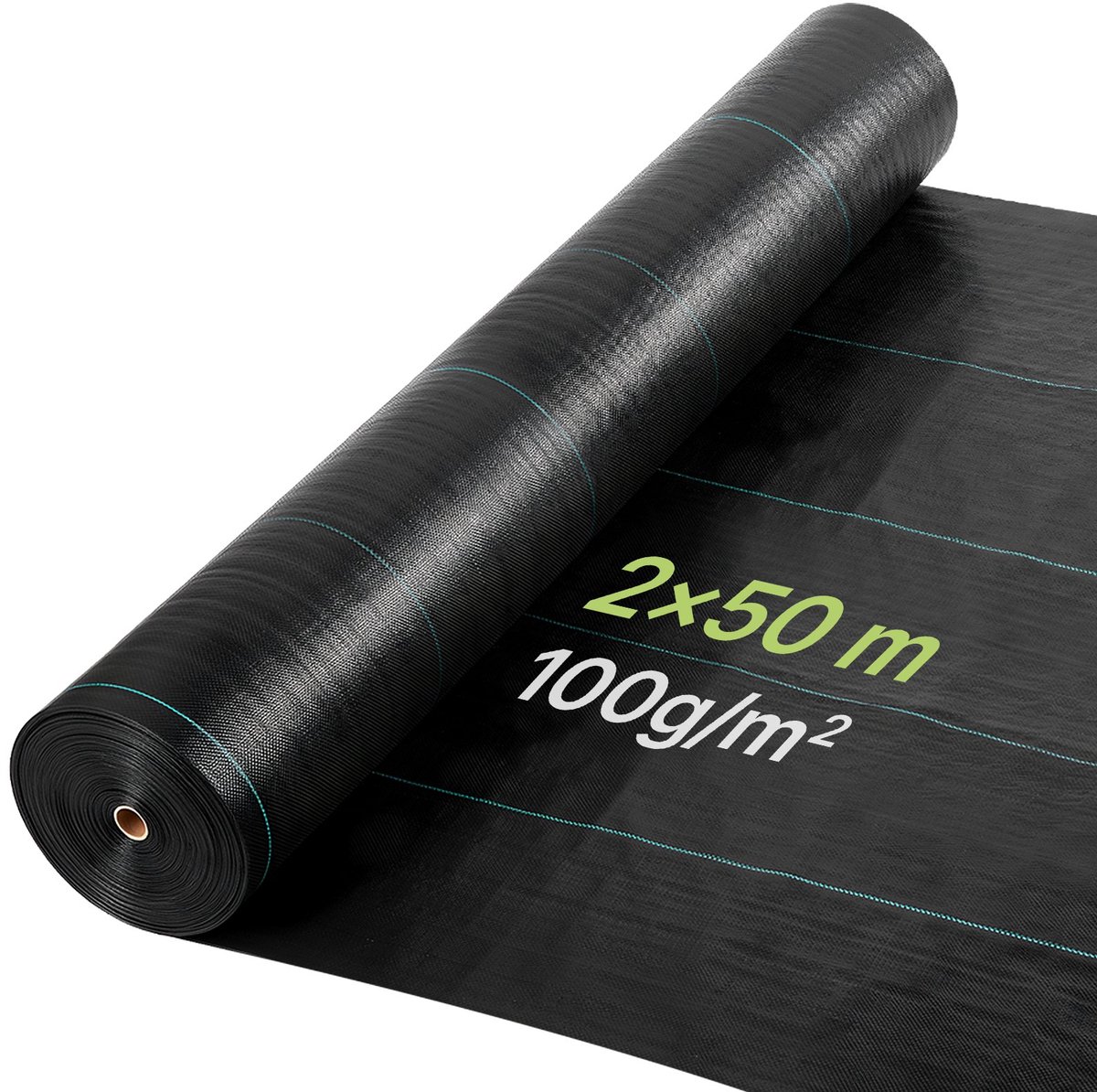 Worteldoek / Onkruiddoek - Rol 2 x 50 m - 100 g/m² - Polypropyleen - Waterdoorlatend en Ademend - Wortelbarrière - Voor Tuin, Kas en Boerderij - Zwart