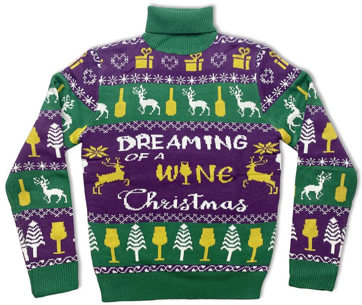 Foute kersttrui - coltrui - dames - wijn - heren - volwassenen - Wine Christmas - Maat XS