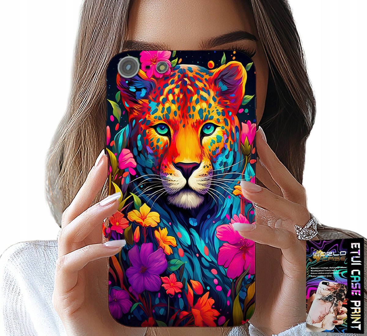 HOESJE VOOR IPHONE 5 / 5S / 5C - BLOEMENPATROON TIJGER + FILM