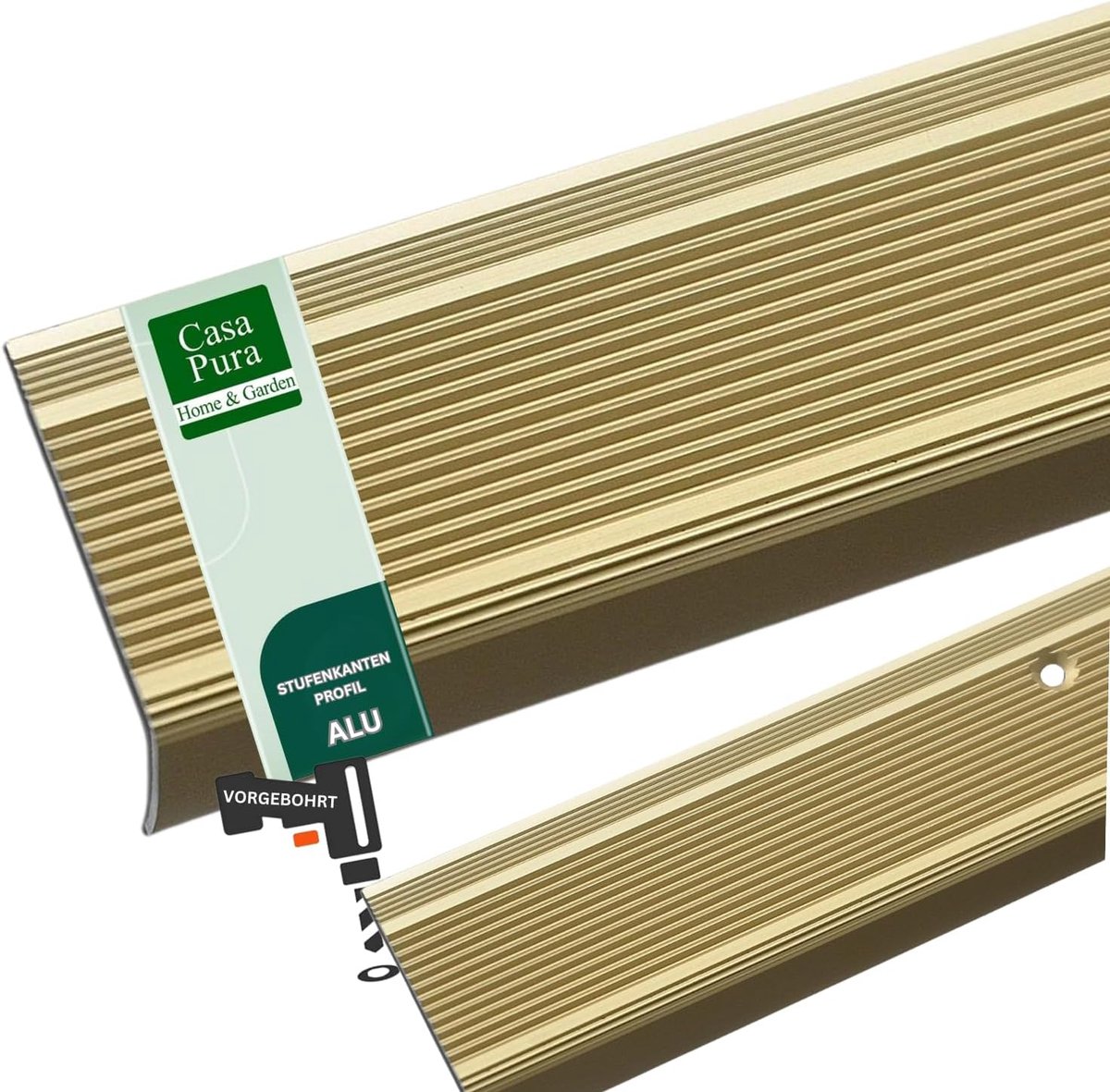 L-vormig Trapprofiel Geperforeerd Goud Geanodiseerd voor Parket en Laminaat 90 cm