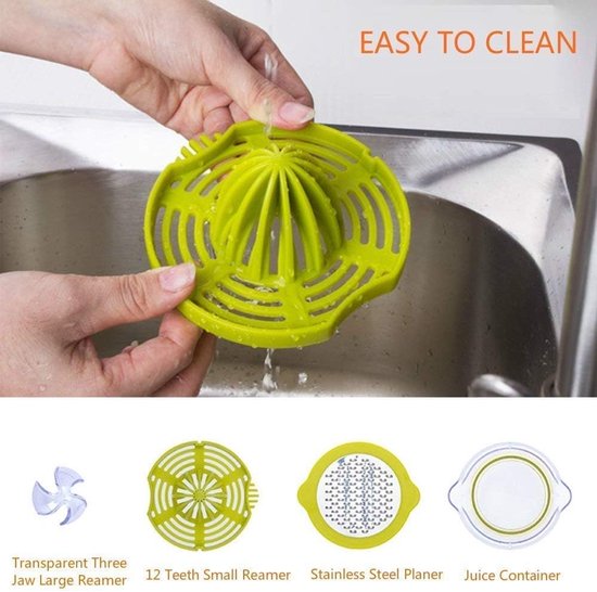 Citruspers - Sapcentrifuge - Verse sappen maken - Met reservoir - 14 x 13 x 9 cm - Groen — afbeelding 2