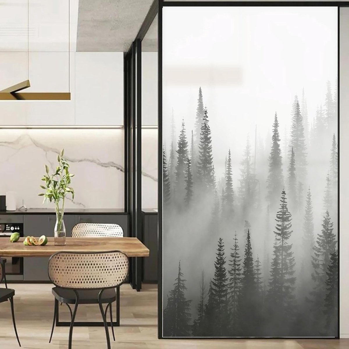 Raamfolie Mist Bos - Decoratief Glasfolie - Privacy Creëren - Statisch Hechtend Zonder Lij
