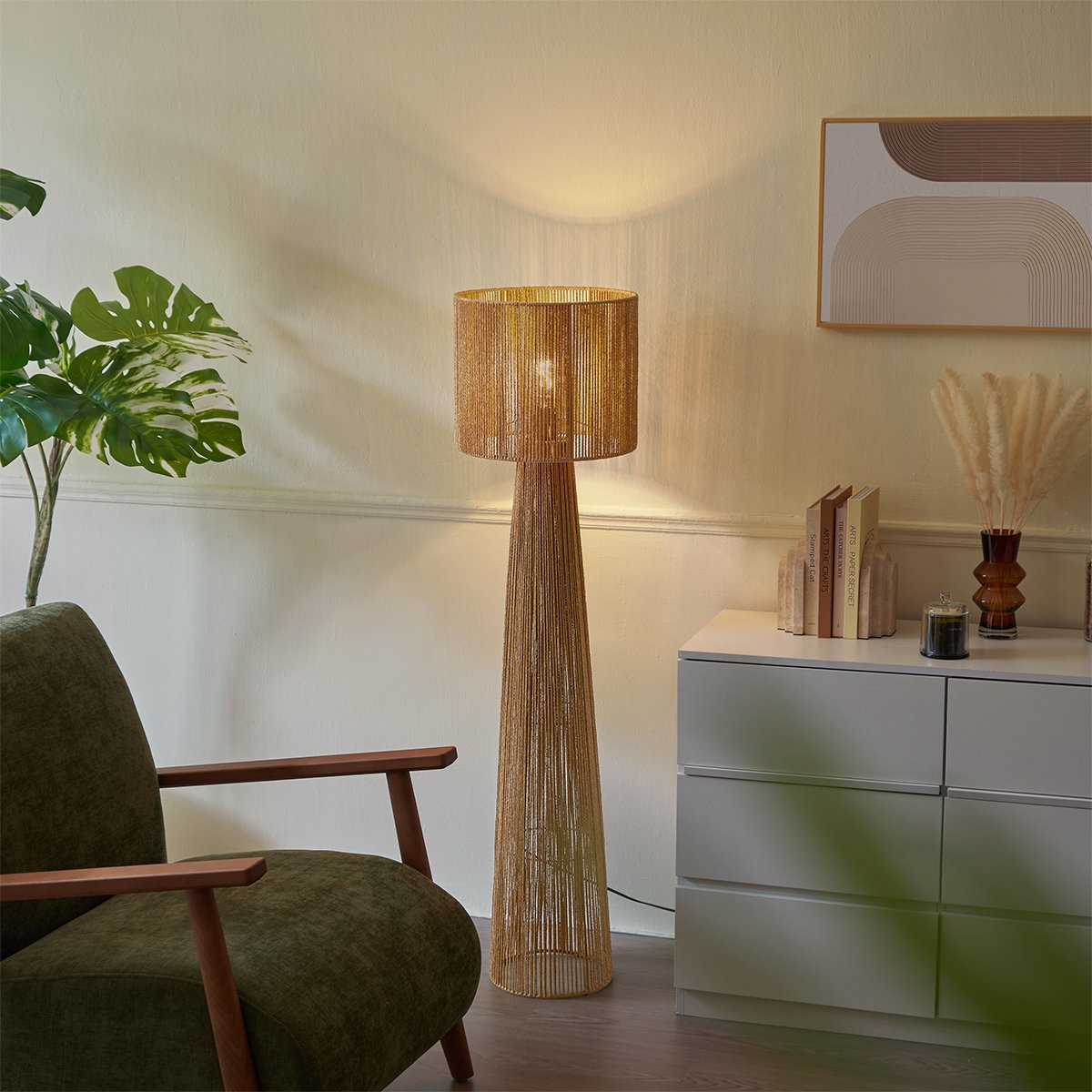 QAZQA dart - Japandi Vloerlamp | Staande Lamp - 1 lichts - H 145 cm - Naturel - Woonkamer thumbnail 6