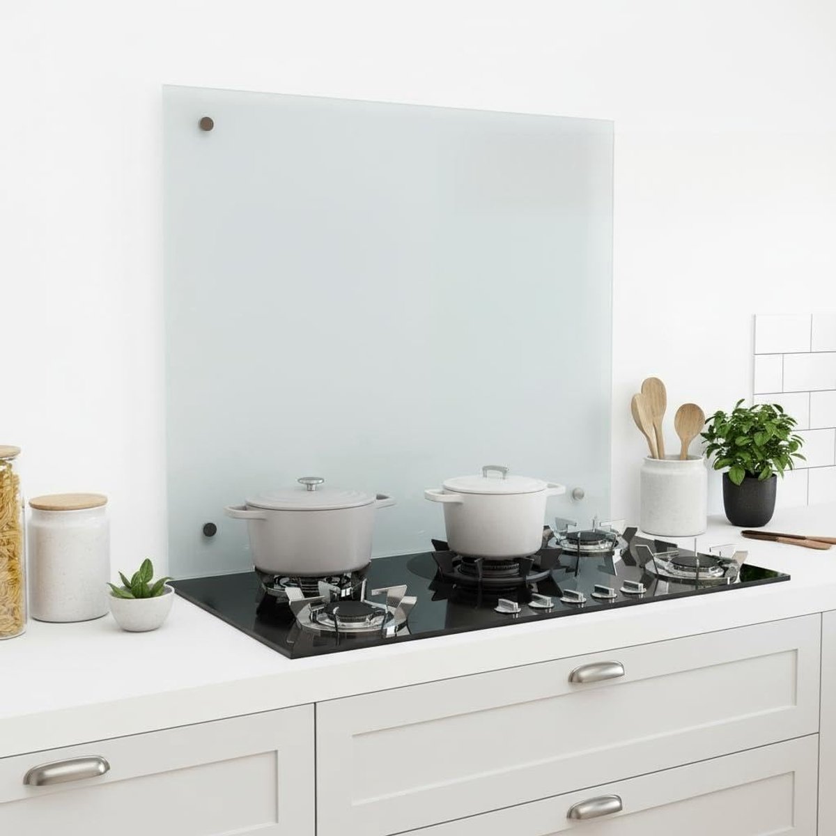 Keukenachterwand Glas - Spatbescherming Keuken - Bescherming Kookplaat - 6mm Veiligheidsglas - 90x50cm - Zwart