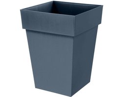 Vierkante, middelgrote bloempot - EDA - Toscane - 40 cm - 51 L - 39 x 39 x H 53 cm - Denimblauw