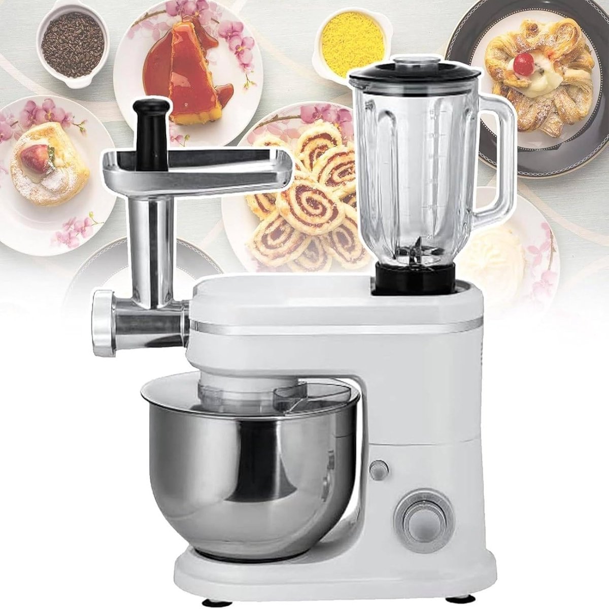 Keukenmachine - Keukenapparaat - Bakken en Mixen - 3-in-1 Multifunctioneel - 8L Kom
