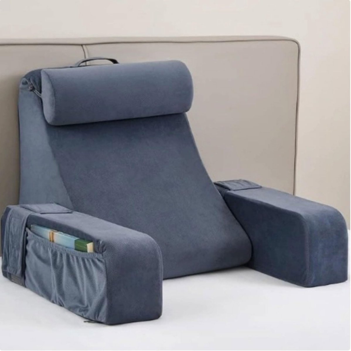 Leeskussen - Rugsteunkussen Armen - Ontspannen Lezen TV Kijken - Verstelbare Rugleuning Opbergvakken - 42x40x48CM - Stijl 3