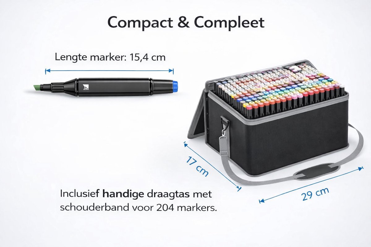 Twinmarkers 204 Stuks - Stift - Professionele Alcohol Stiften Set - Dubbelzijdige Markers voor Tekenen & Manga - Kleuren voor kinderen en volwassenen - Markeerstiften - Tekenset — afbeelding 3