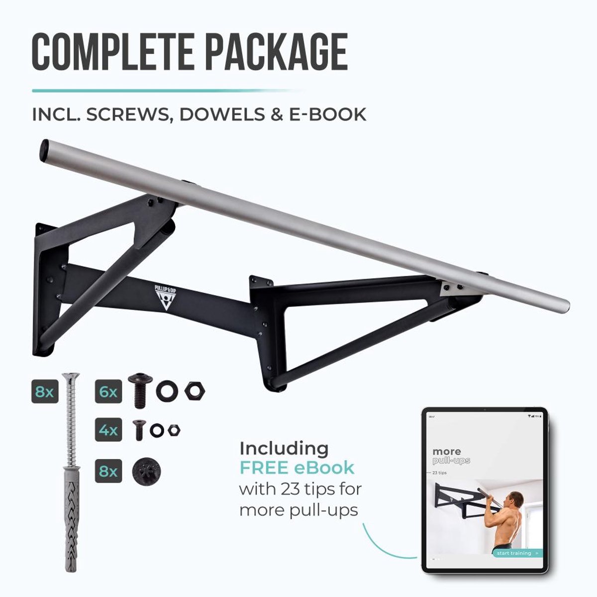 PULLUP & DIP Stainless Steel - Muscle-Up Optrekstang - Extra Muurafstand (80 cm) - Gezandstraald RVS - Belastbaar tot 250 kg thumbnail 6