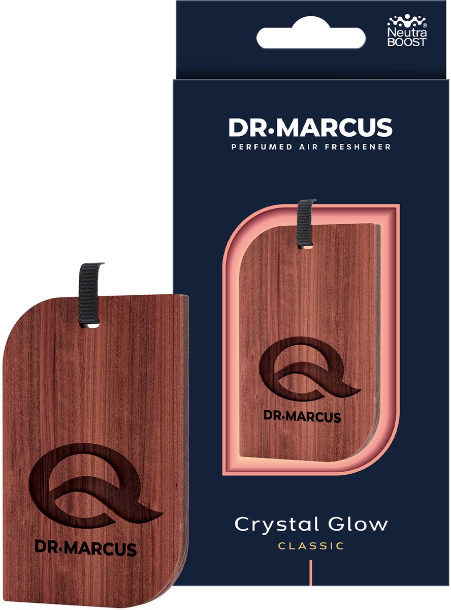 Dr. Marcus Premium Wood Classic Auto Luchtverfrisser Crystal Glow – Houten Geurhanger – Langdurige Luxe Geur – Neutraliseert Geuren [DRM50541]