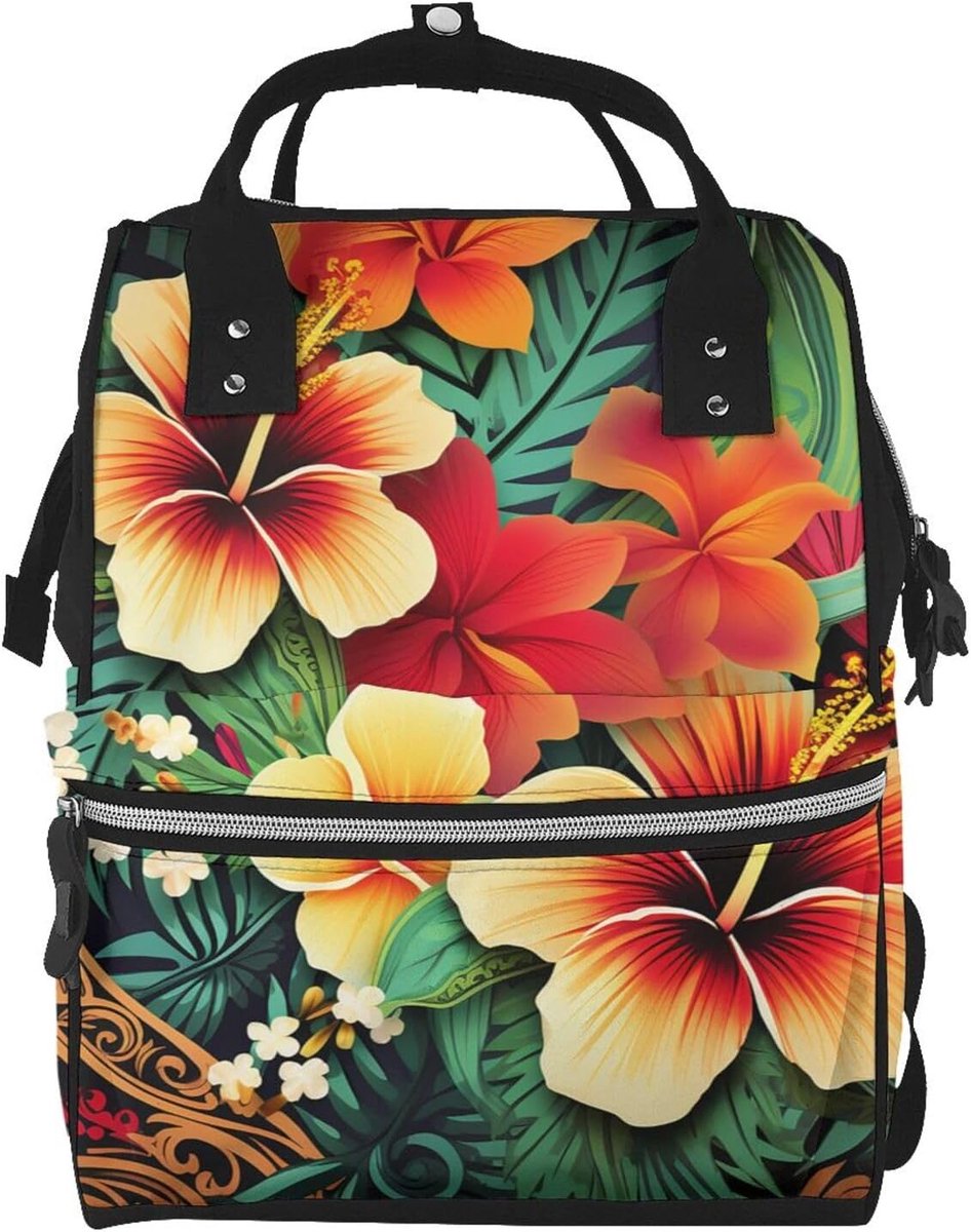 Luierrugzak Dames - Mommie Tas - Baby Verzorging - Grote Capaciteit - 39.88 cm Hoog - Hawaiiaans Print