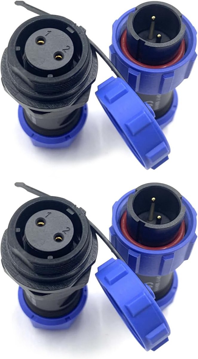 Waterdichte 2-polige luchtvaartstekker voor buitenlampen - IP68, 10A, 500V