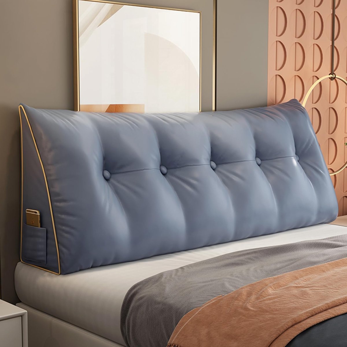 Hoofdbord Kussen - Wigkussen Bed - Lezen Ontspannen - Zachte Steun - Verschillende Maten - Marineblauw