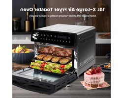Heteluchtfriteuse - 14L – Mini Oven - 1800W - 240V - XXL - 11 Programma’s – LED Touchscreen - 14L capaciteit - Inclusief Rotisserie - en Accessoires
