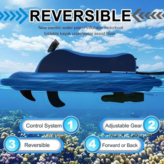 Opblaasbare Motorboot - Elektrische Waterscooter - Zwemmen Duiken Varen - Afneembare Boegschroef - 185cm x 95cm — afbeelding 3