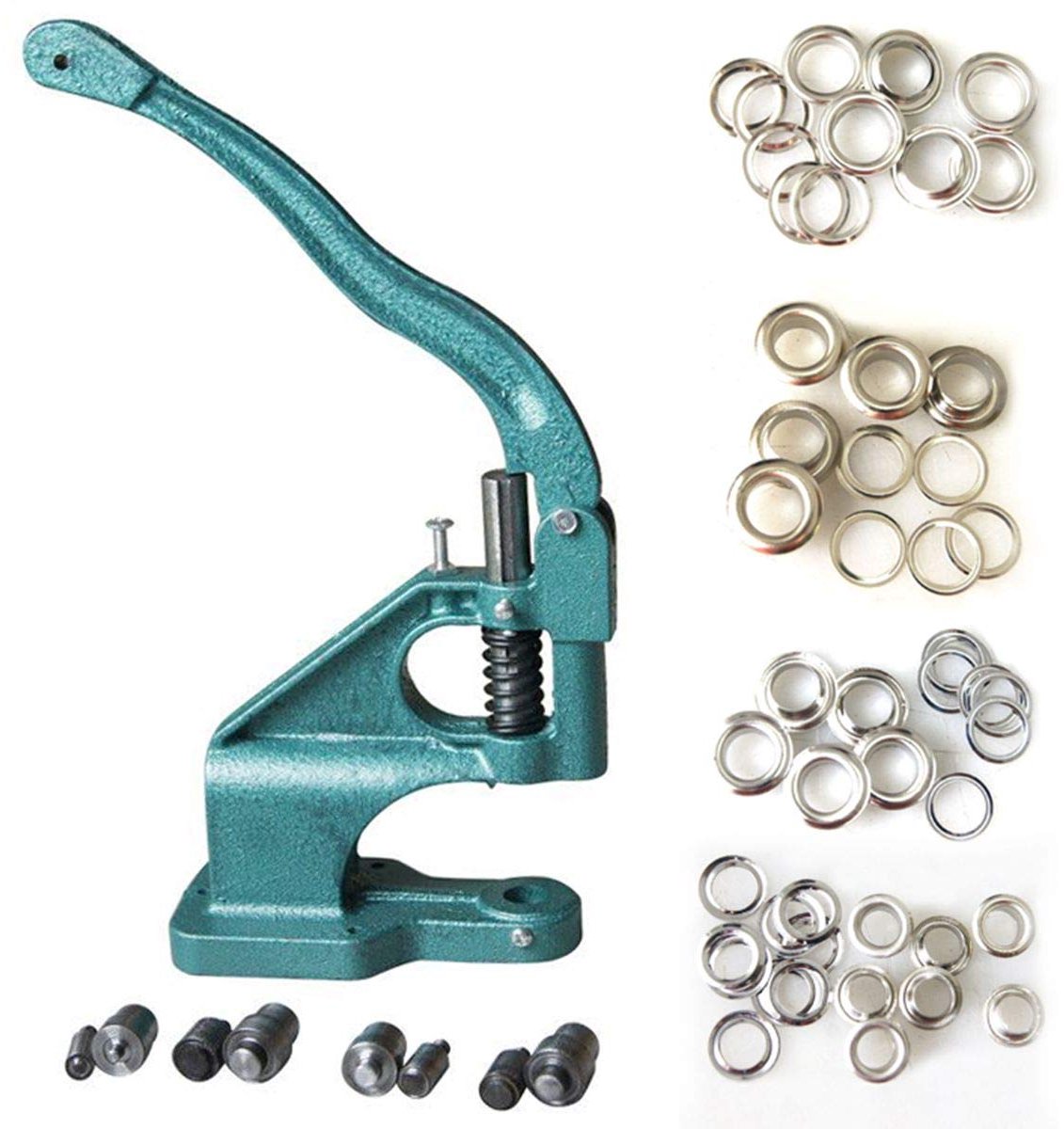 Oogjes Persmachine - Ringetjes Tool - Textiel Bevestigen - Vier Maten Stansen - 21x8x19cm
