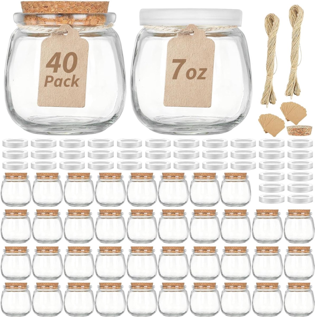 SNJY® Overnight Oats Potjes - Glazen Potjes met Deksel - Mason Jar - Weckpot - 40x200ml - Transparant