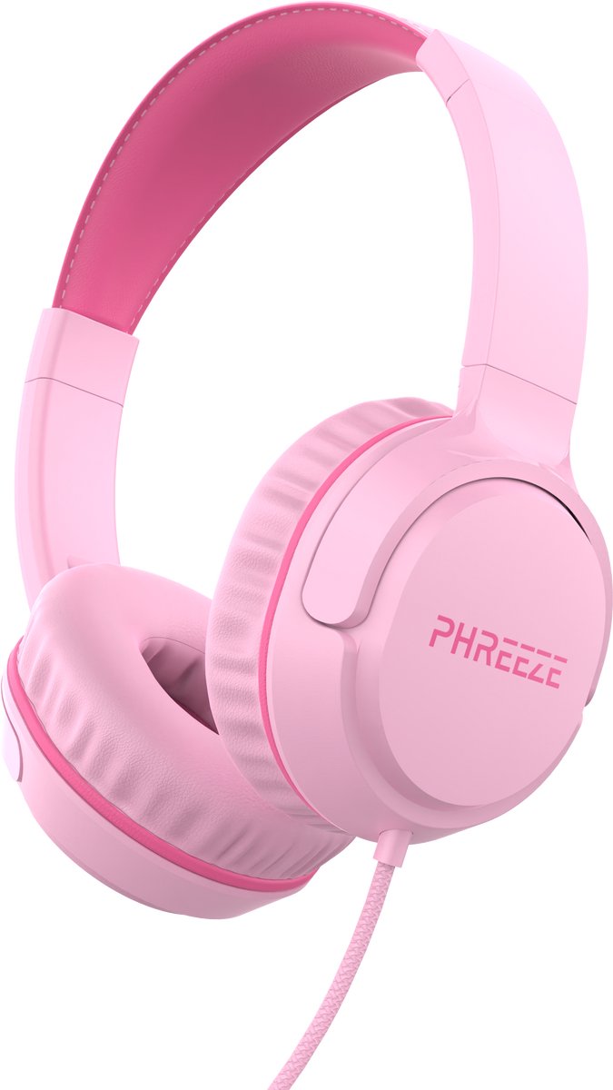 Phreeze JR310 - Koptelefoon Kinderen - Kinder Koptelefoon met Draad - Hoofdtelefoon Kind - Geluidsdempend - Volumebegrenzer - Inklapbaar - Roze