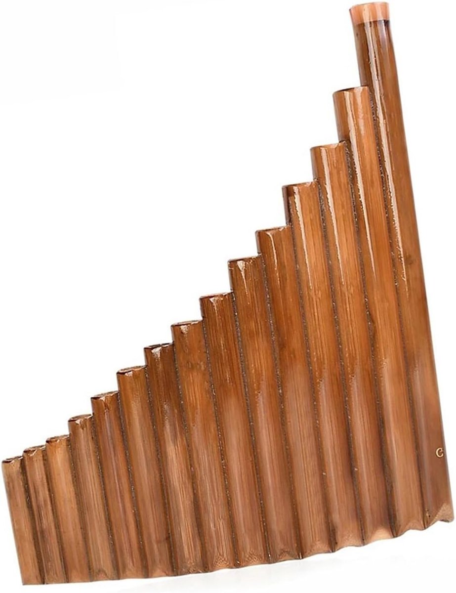 Panfluit Instrument - Blokfluit - Muziek Maken - 15 Natuurlijke Buizen - 28x23 cm - Natuurlijk