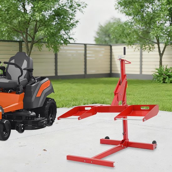 Gazontractorkrik - Zitmaaierlift Trolley - Onderhoud Machine - Verstelbare Uittrekbaar - Tot 126 cm - Rood Zwart — afbeelding 4