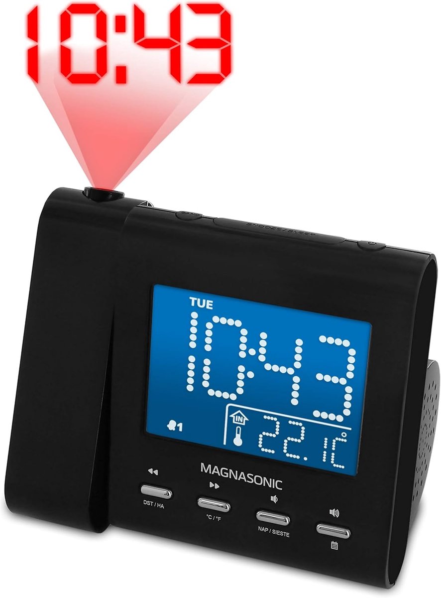 Wandklok Radio - Digitale Klok - Thuis Werken - Met Temperatuur - 23 x 15 cm - Zwart