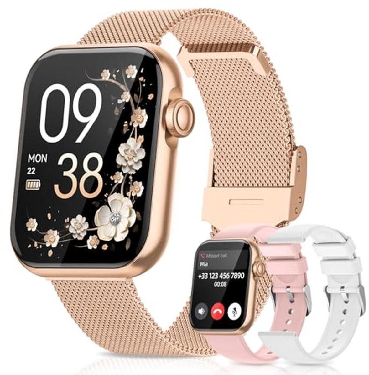 Gouden Smartwatch voor Gezondheidsmonitoring en Fitness